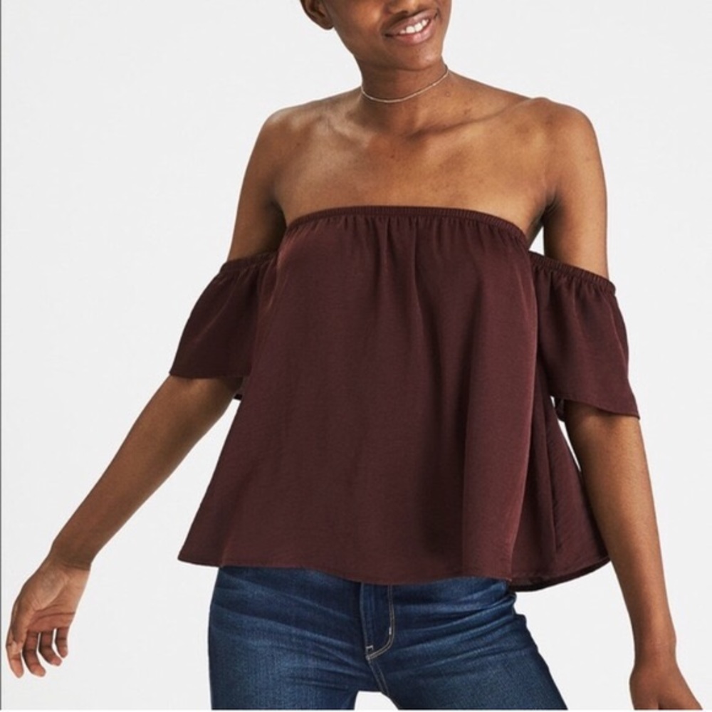 American Eagle Silky Off-the-Shoulder Top